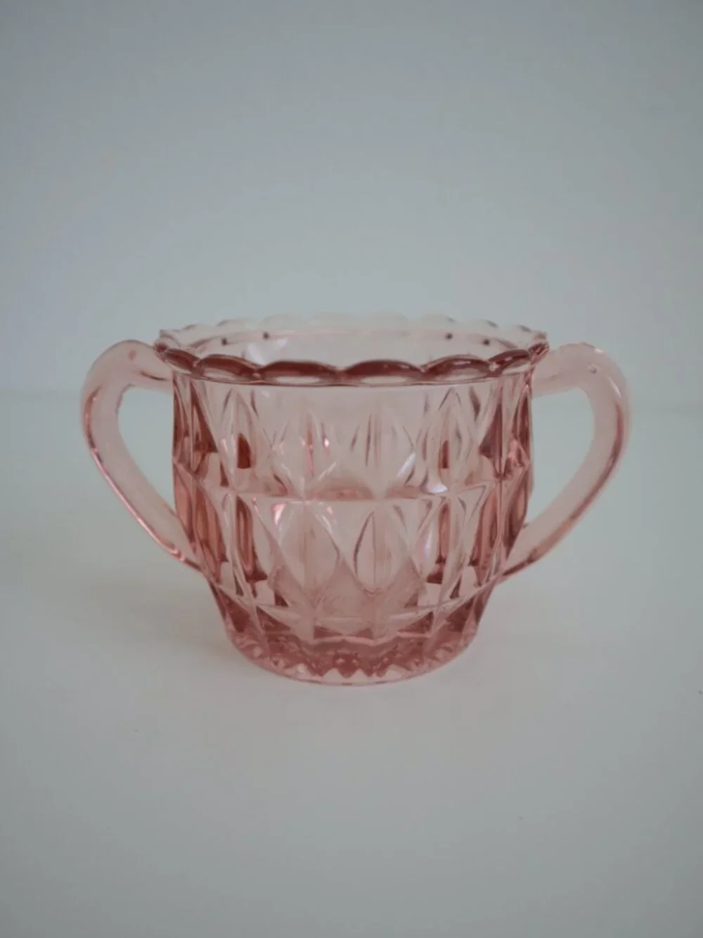 Vintage Jeannette Windsor Pink Depression Glass Sugar Bowl